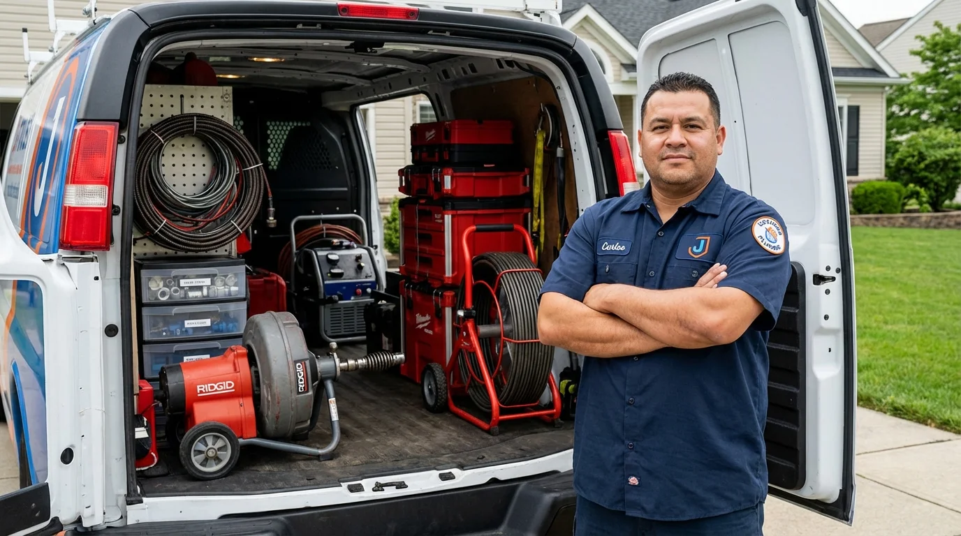 Professional drain cleaning equipment and Johns Plumbing LLC plumber in Slater