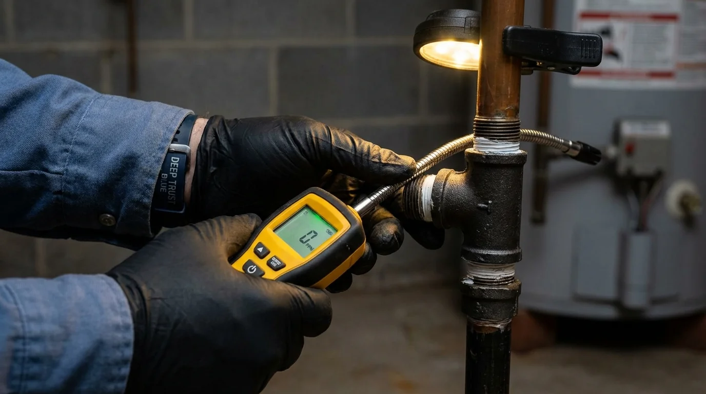 Gas leak detection with electronic sniffer by Johns Plumbing LLC in Slater